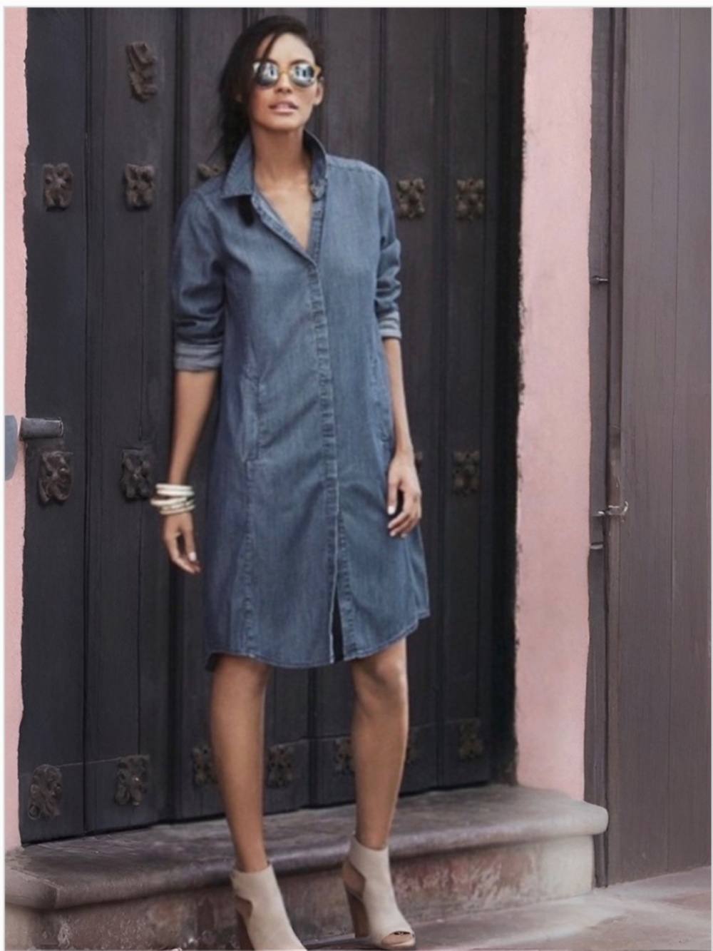 Eileen Fisher Denim Classic Collar Dress NWT